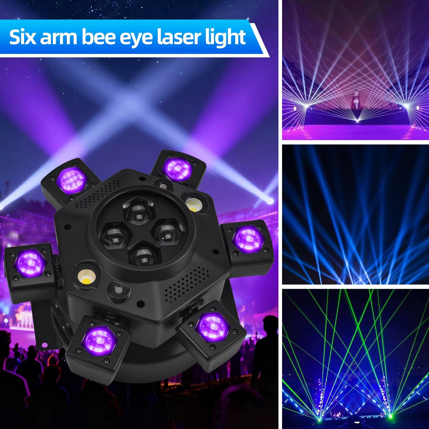 Moving Head Disco Lighting 6 Arms RGBW LED Strobe Lighs 7