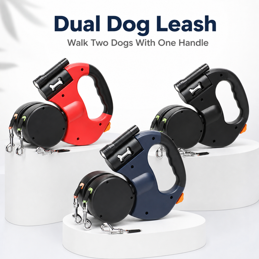 Dual Dog Leash with LED Flashlight