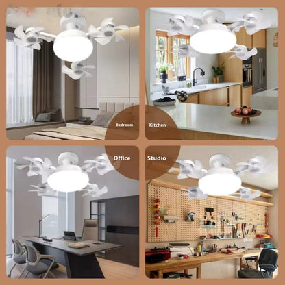 Drone Fan Integrated Light with E27 Screw Creative 3/4/5 Head Remote-Controlled 3