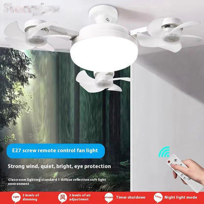 Drone Fan Integrated Light with E27 Screw Creative 3/4/5 Head Remote-Controlled 4