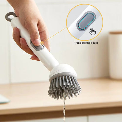 Long Handle Dish Brush with Soap Dispenser and Rotating Scrubber Head 4