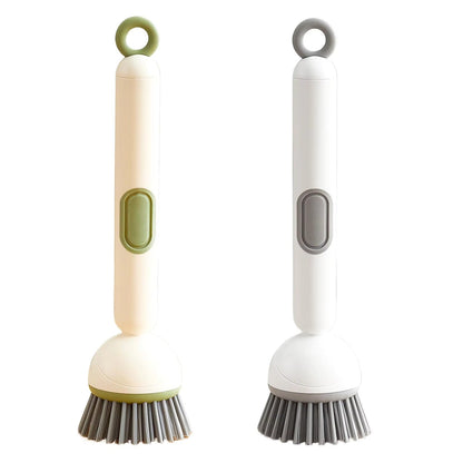 Long Handle Dish Brush with Soap Dispenser and Rotating Scrubber Head 1