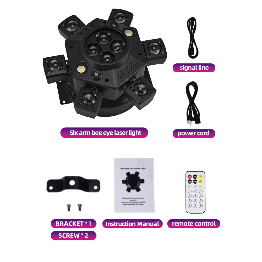 Moving Head Disco Lighting 6 Arms RGBW LED Strobe Lighs 6