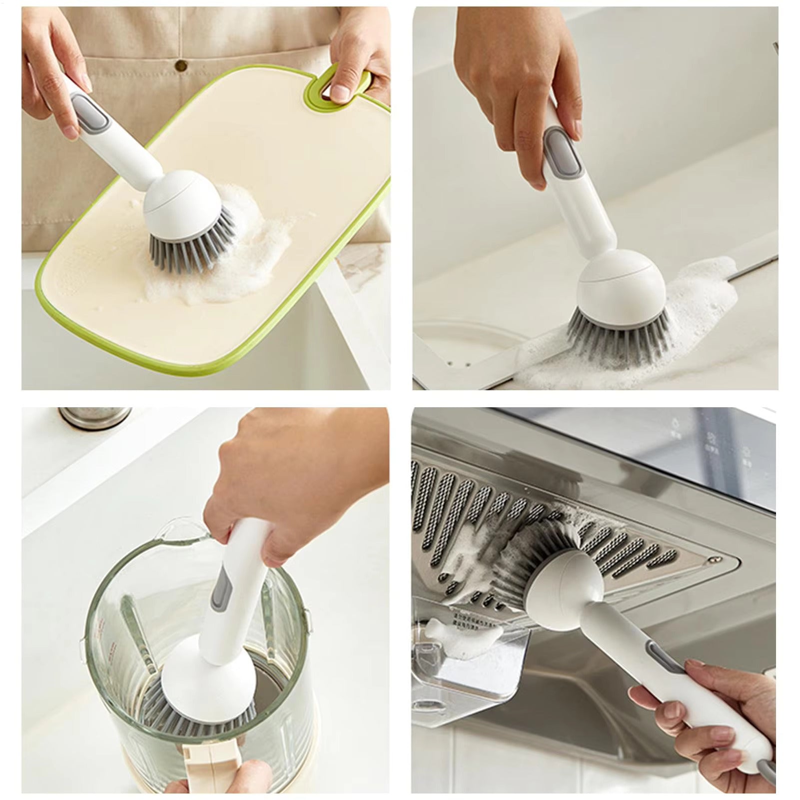 Long Handle Dish Brush with Soap Dispenser and Rotating Scrubber Head 7