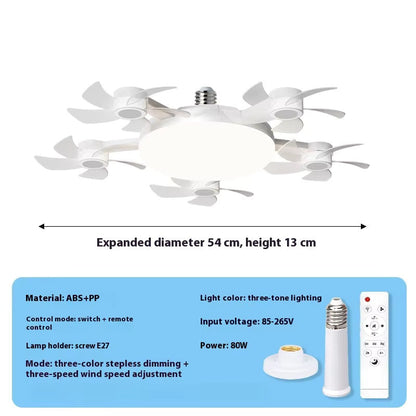Drone Fan Integrated Light with E27 Screw Creative 3/4/5 Head Remote-Controlled 8