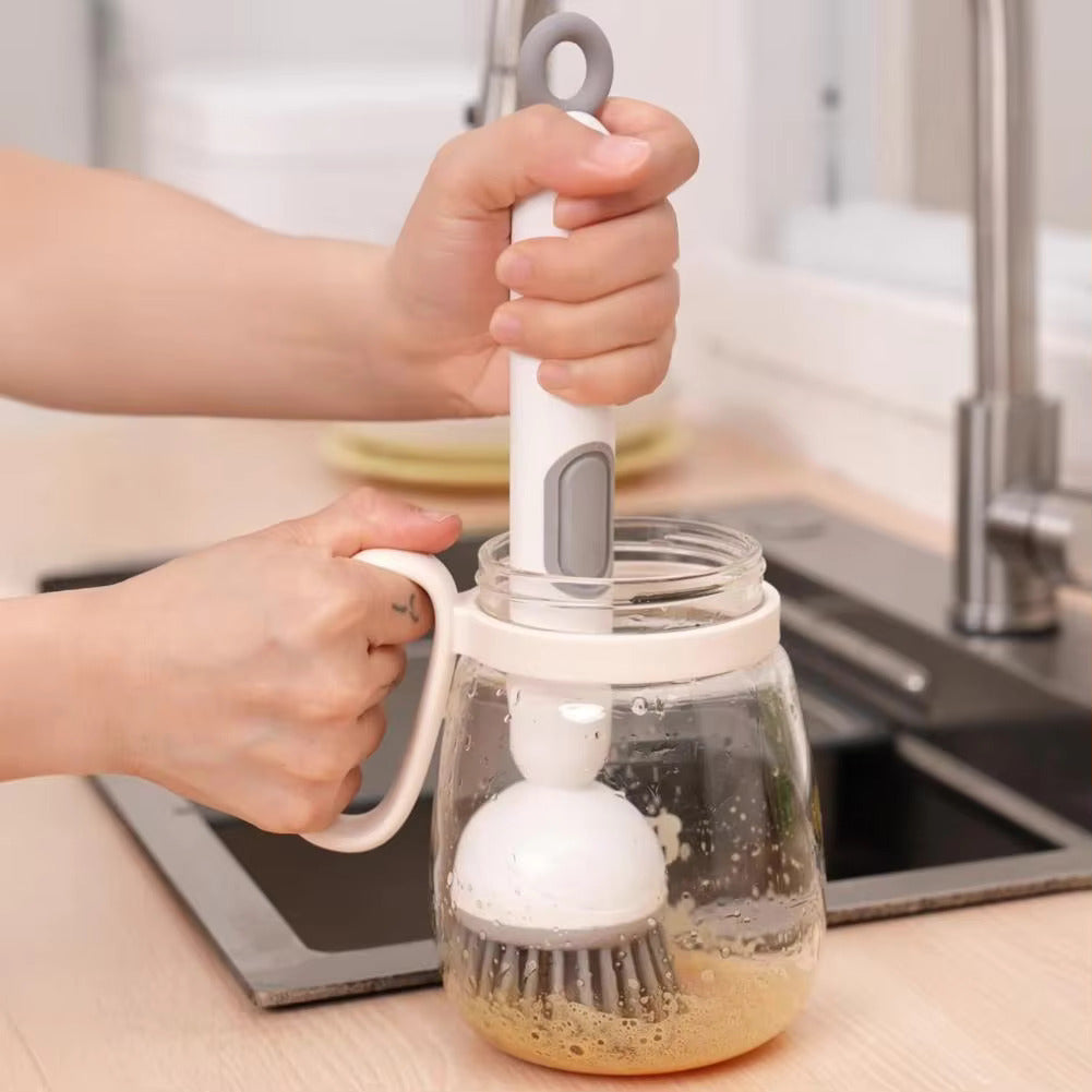 Long Handle Dish Brush with Soap Dispenser and Rotating Scrubber Head 5
