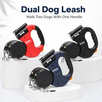 Dual Dog Leash with LED Flashlight