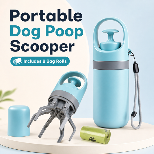 Blue Portable Dog Poop Scooper with Bag Dispenser