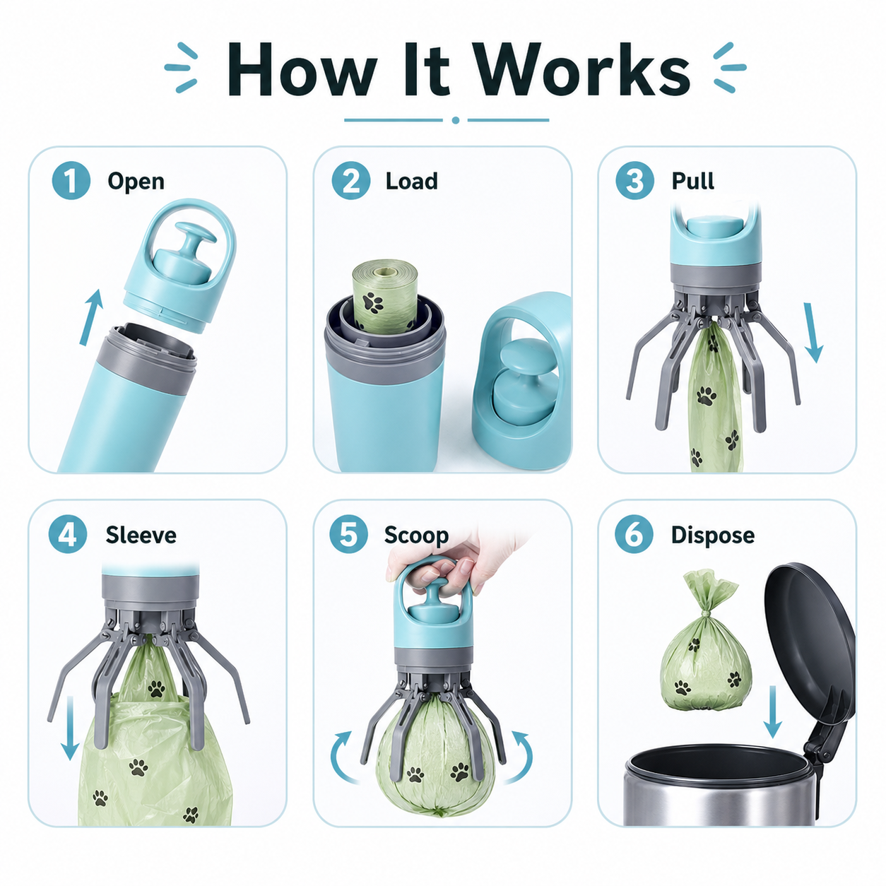 How the portable dog poop scooper works
